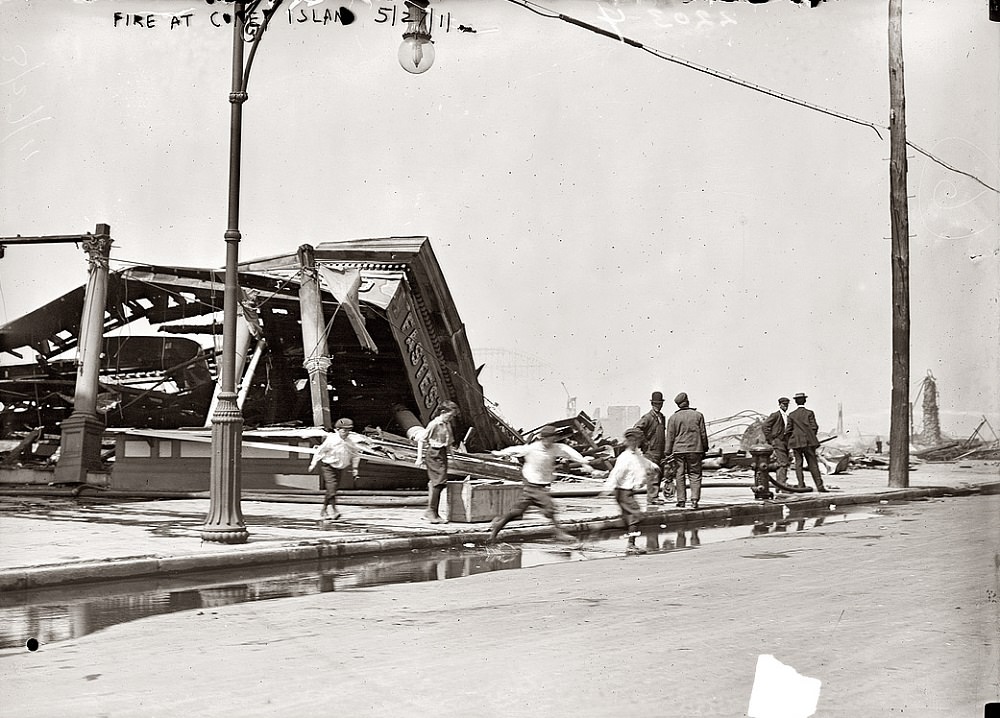 #45 Aftermath of the Dreamland amusement park fire at Coney Island, 1911