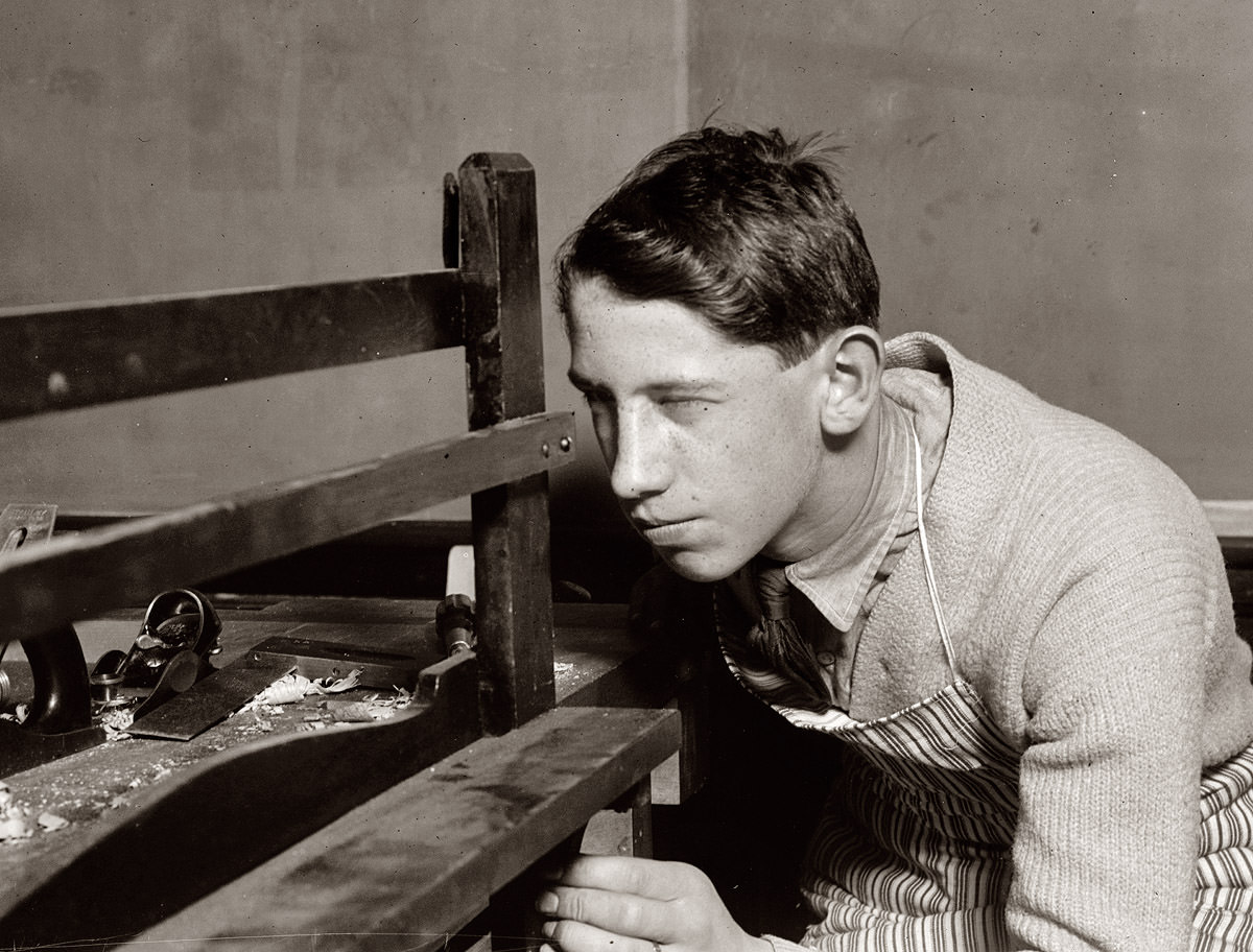 #39 Student at vocational school in Buffalo, New York. February 1910.