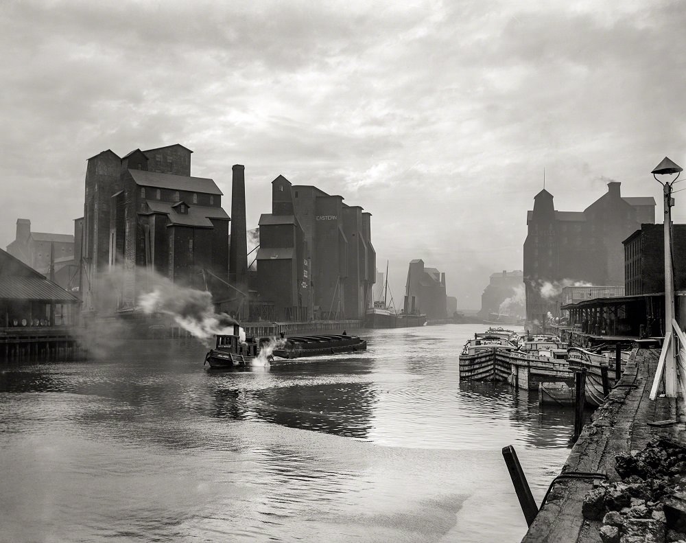 #8 Buffalo River and elevators, foot of Main Street, Buffalo, New York, circa 1900