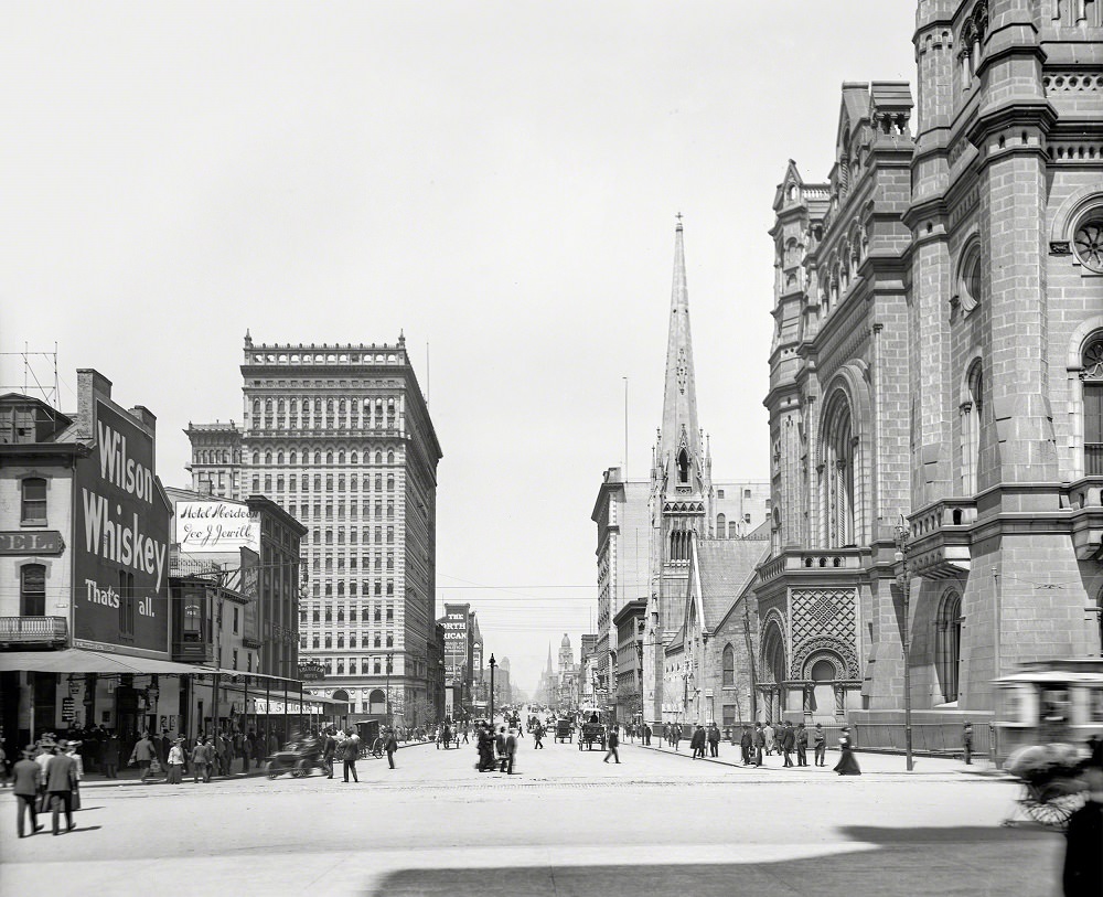 #22 Masonic Temple and Arch Street Methodist Church, north from City Hall, North Broad Street, Philadelphia, 1904