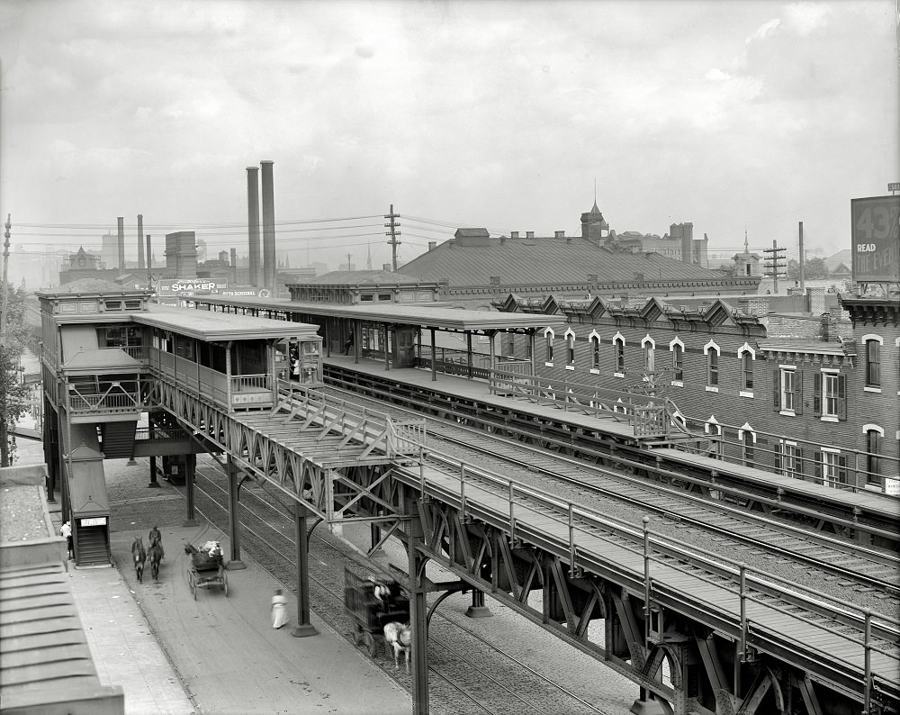 #67 The Elevated station at 36th Street, Philadelphia, Pennsylvania, circa 1908