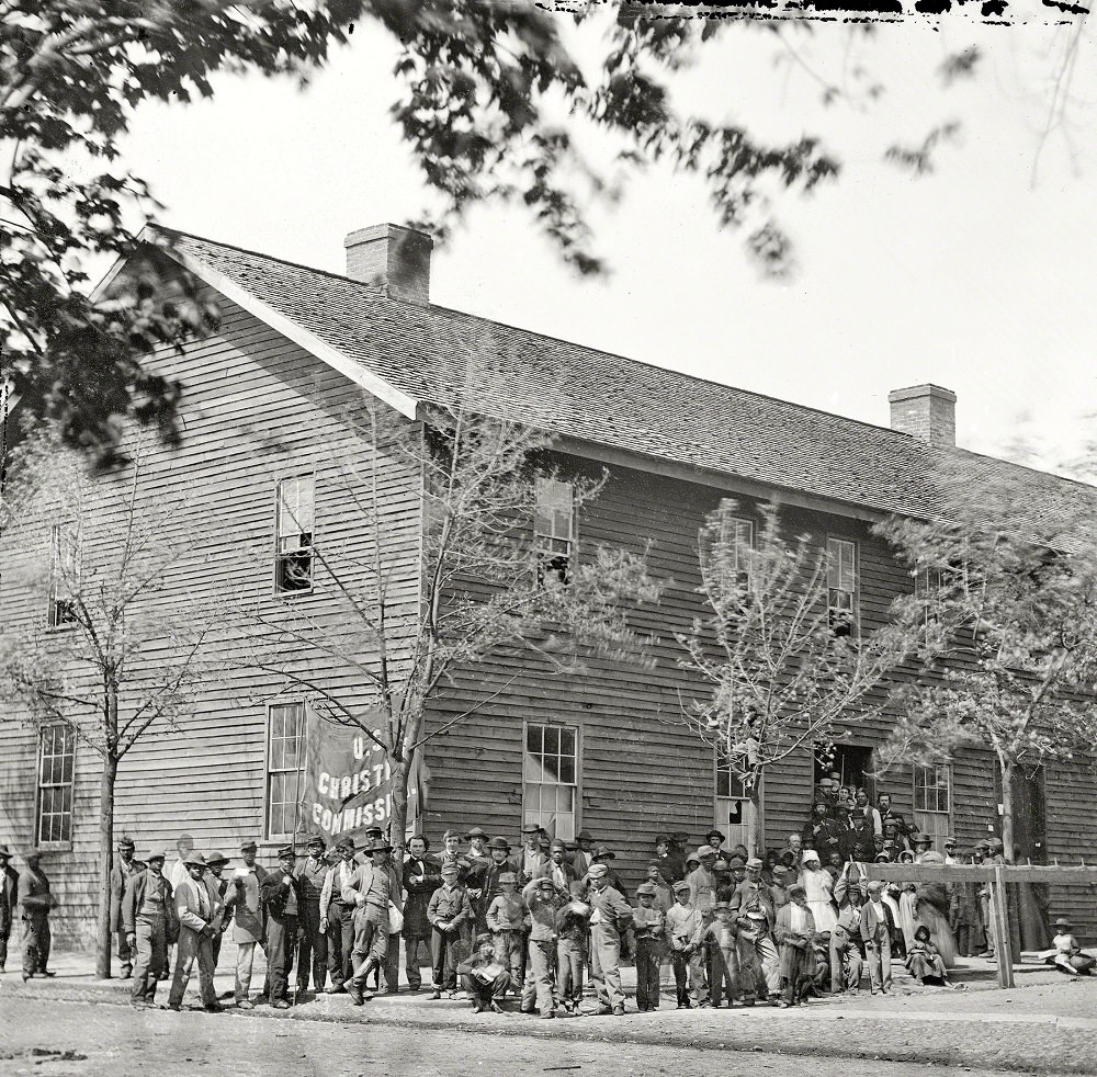 #23 Crowd before headquarters of the U.S. Christian Commission, Richmond, Virginia, April 1865