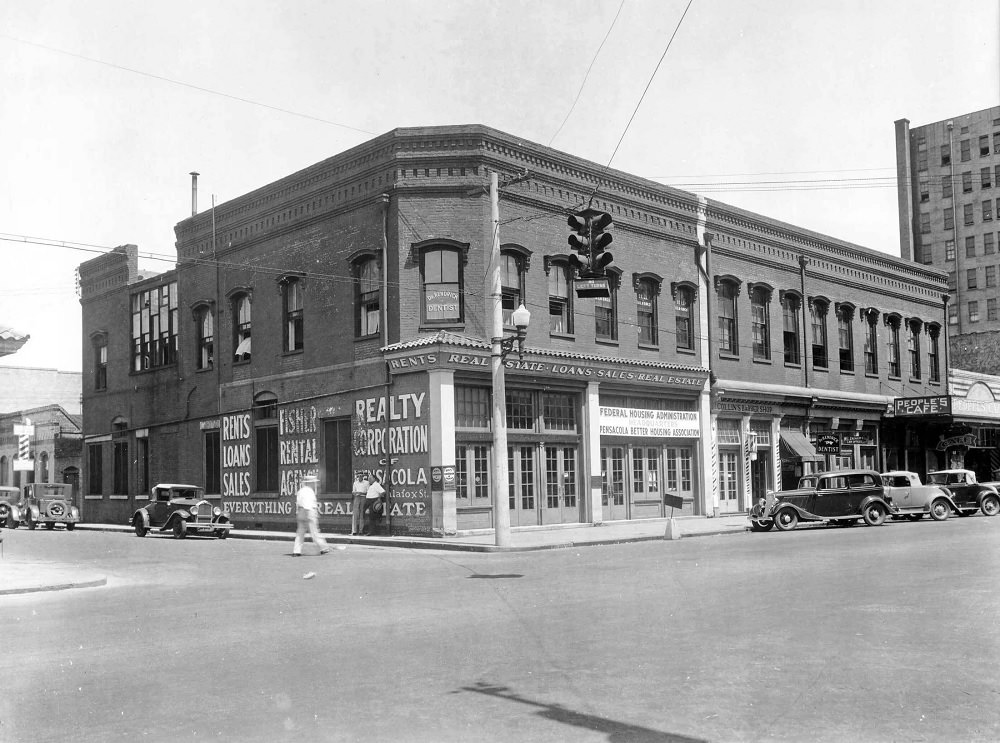 #46 The Fisher Realty offices on the southeast corner of Palafox and Intendencia streets in 1936
