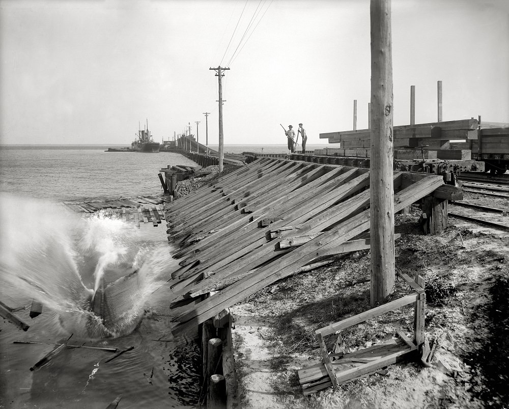 #24 Unloading lumber, Pensacola, 1910