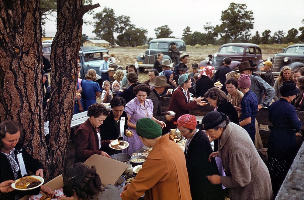 #13 Serving up the barbeque at the Pie Town, New Mexico, September 1940