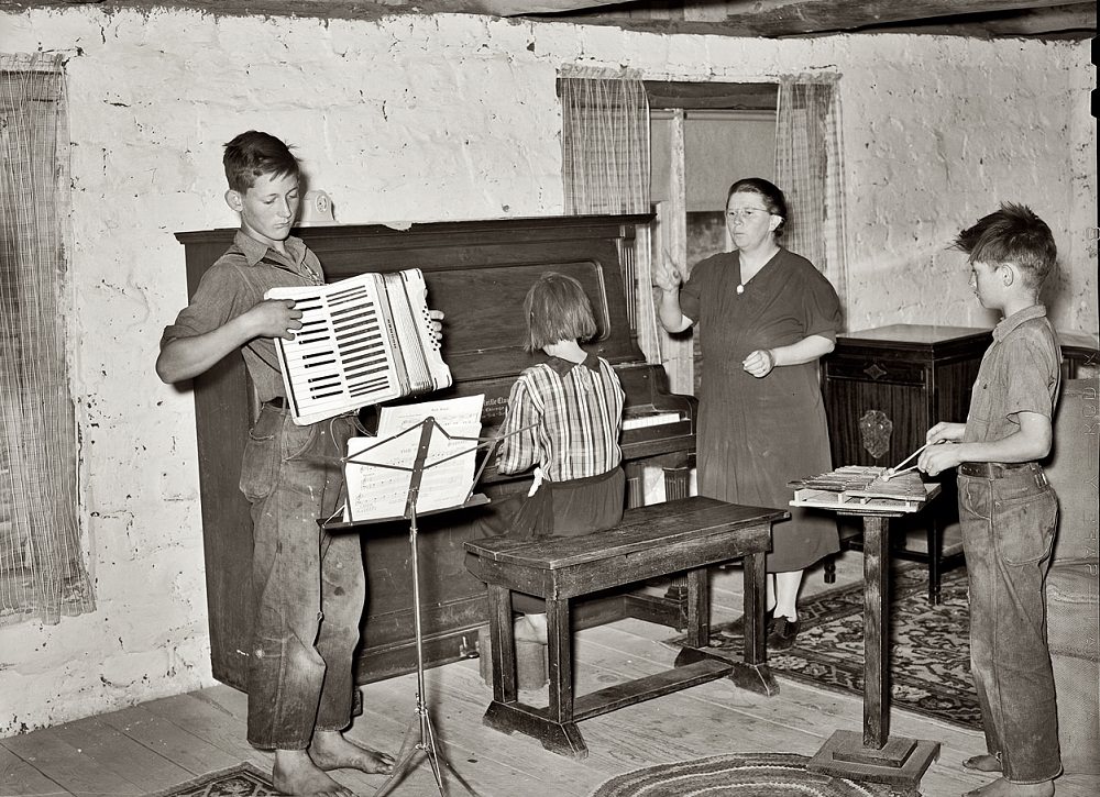 #18 Wife of a homesteader with her WPA (Work Projects Administration) music class, , Pie Town, New Mexico, June 1940