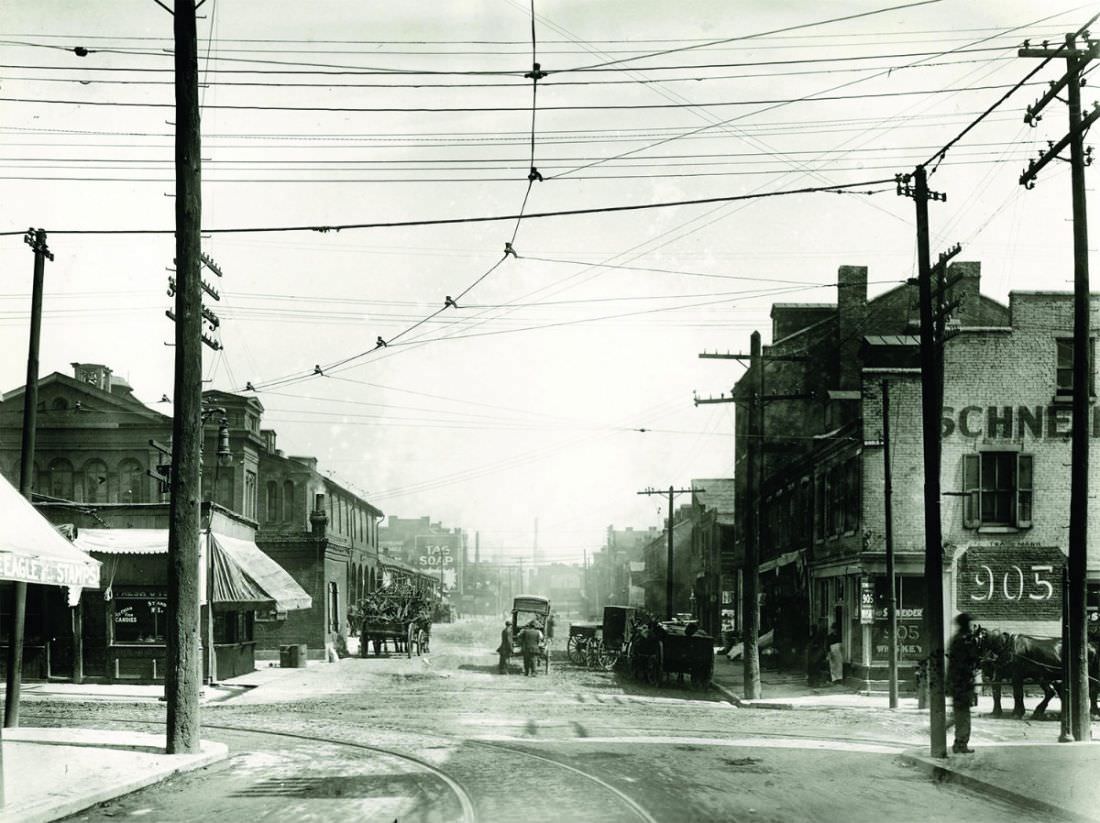 #22 Intersection of Biddle and Thirteenth streets looking north, 1900