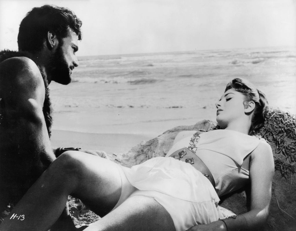 Steve Reeves with Sylva Koscina in a scene from the film ‘Hercules, 1958