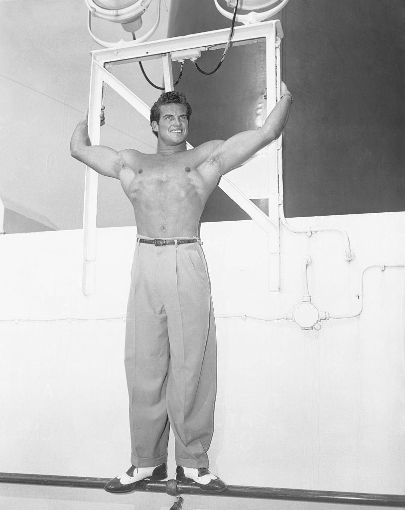 Steve Reeves as Mr. America in Ship’s Makeshift Gym, 1947