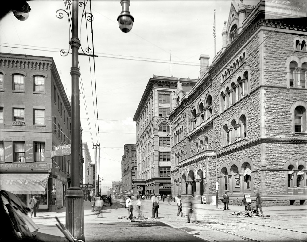 #12 Post Office, Fayette Street from Warren, Syracuse, New York, circa 1910.