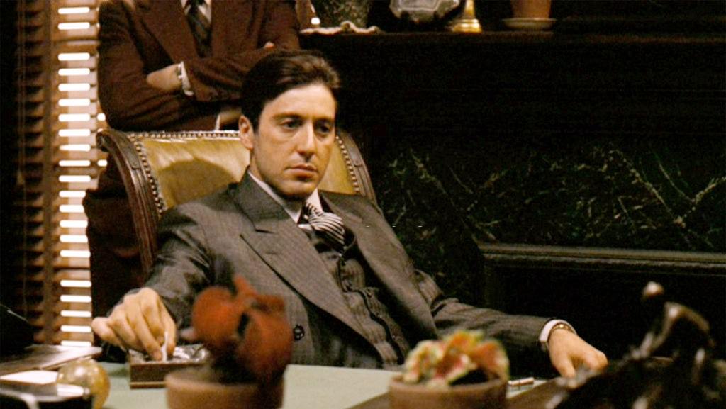 Al Pacino as Michael Corleone in ‘The Godfather, This scene takes place in the Don’s home office, 1955, Initial theatrical release on March 15, 1972