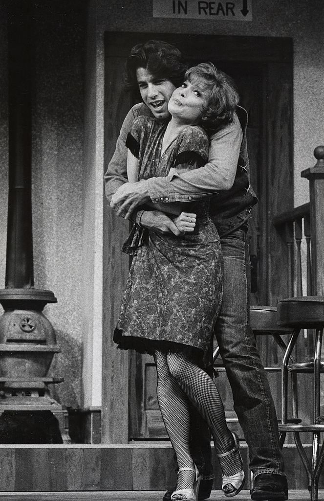 John Travolta with Anita Gillette during John Travolta Backstage After Opening in “Bus Stop” at Westchester Playhouse in Tuckahoe, New York, 1976