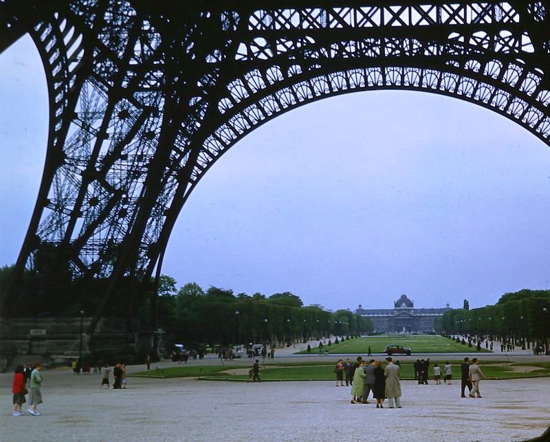 #25 View of Champs de Mars from under Eiffel Tower, May 29, 1950