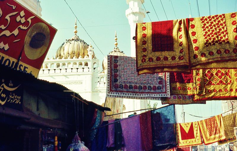 #30 Prayer mats for sale near the golden mosque, Lahore, 1960s