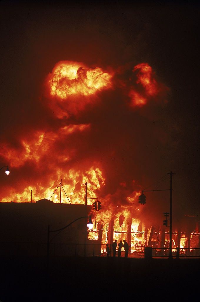 #2 Building burning during race riots in the city, 1967