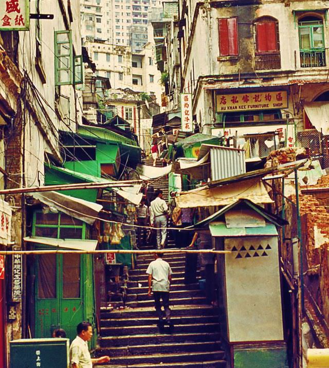 #35 Shops and stalls around the Hollywood Road area of Hong Kong, 1970s