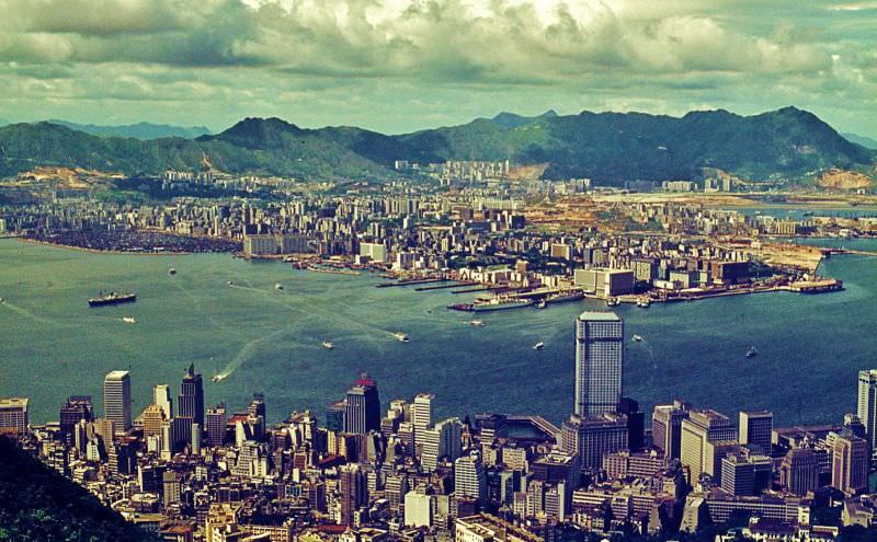 #42 The Kowloon peninsula opposite Hong Kong Central district, 1970s