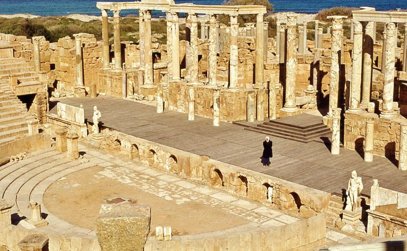 #29 The stage of the Roman amphitheatre, Leptis Magna, 1970s