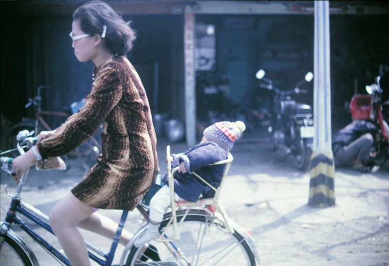 #16 Mother with son on bicycle, Taiwan, 1970s