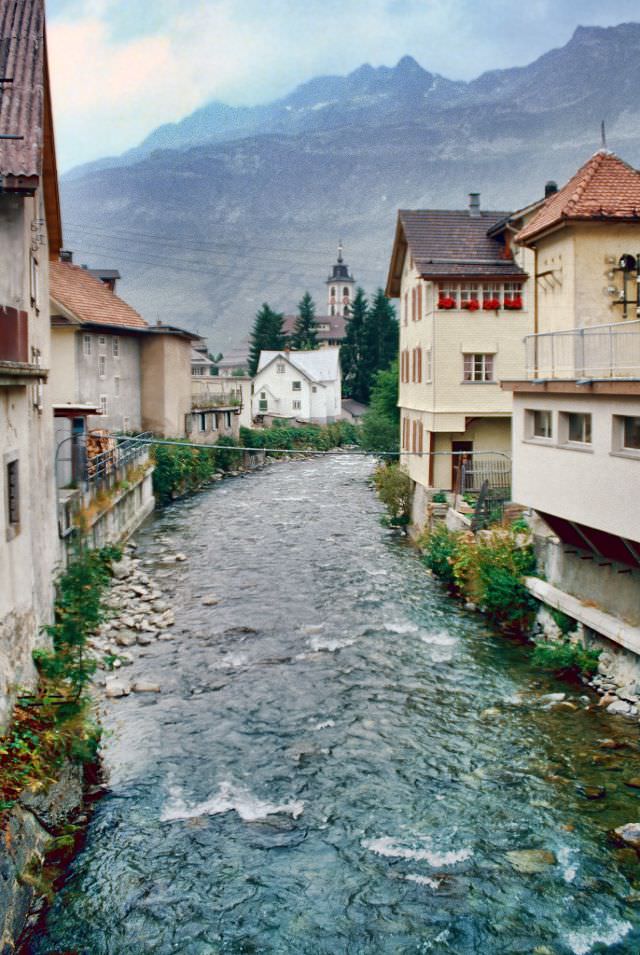#11 Fast flowing stream through Andermatt, Switzerland, 1980s