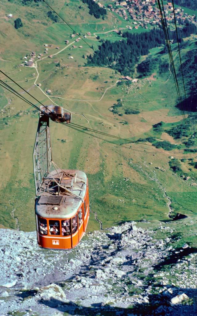 #25 A cable car up to the Piz Gloria on top of the Schilthorn near Mürren in the Bernese Oberland