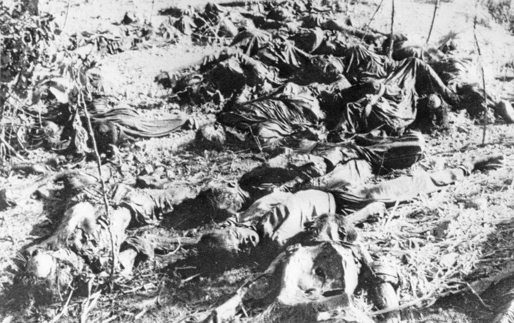 #7 Corpses found at a prison run by the former Khmer Rouge government, about 30 kilometres north-west of Phnom Penh, Cambodia, 28th February 1979.