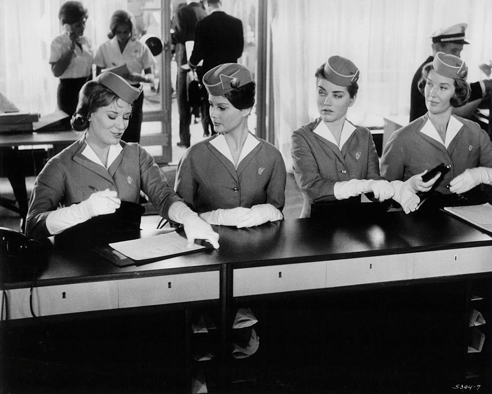 #28 Dolores Hart and three other air hostesses from the film ‘Come Fly With Me’, 1963