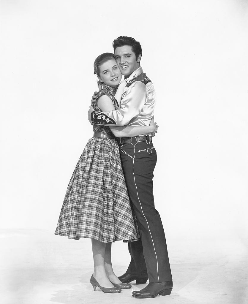 #5 Dolores Hart with Elvis Presley promoting the movie Loving You, 1957