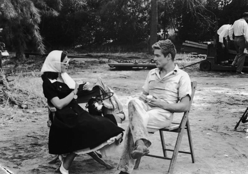 Pier Angeli with James Dean on set of ‘East of Eden’, 1954