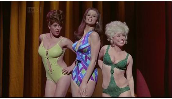 #32 Margaret Nolan with Valerie Leon and Barbara Windsor in Carry on Girls, 1973