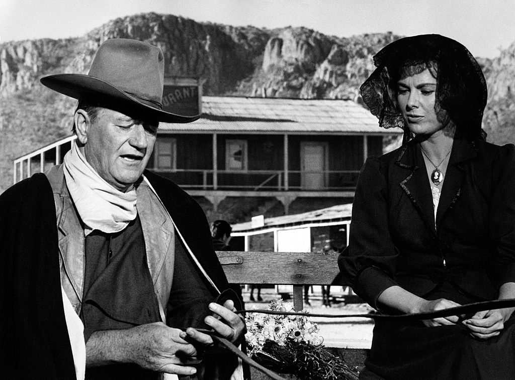 Martha Hyer with John Wayne in the move “Sons of Katie Elder”, 1965