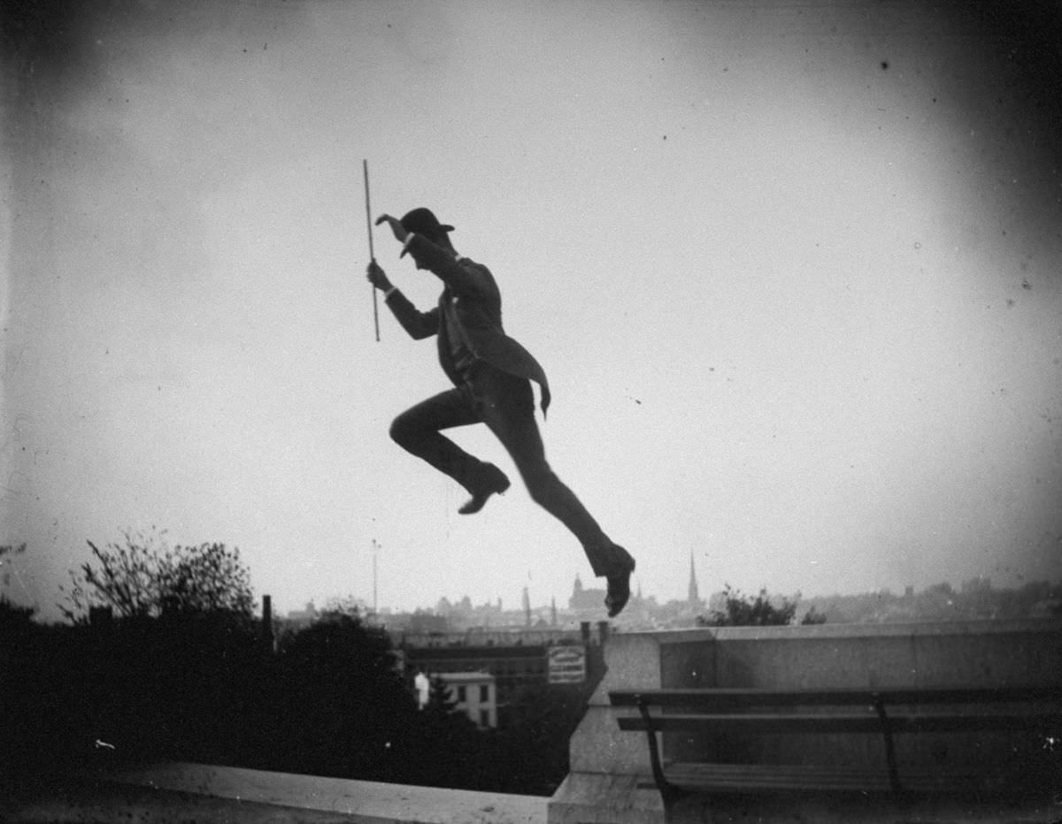 #3 Mr. Stokes jumps off a wall in Fort Greene Park.Oct. 14, 1886