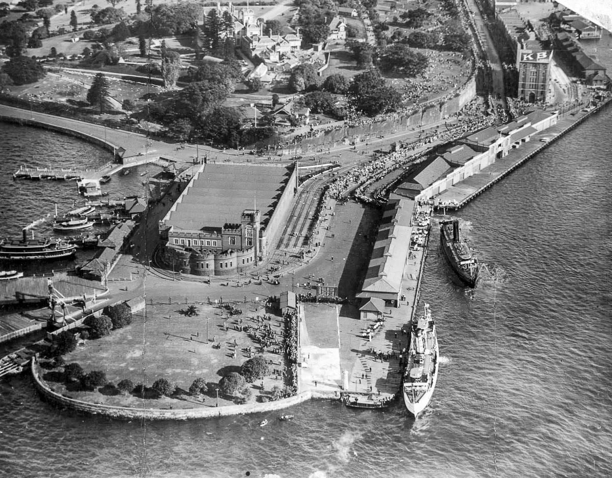 #1 The tram shed at Bennelong Point Circular Quay before the Sydney Opera House was built, 1952