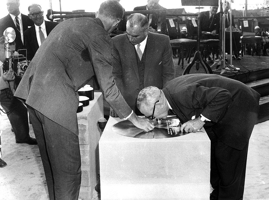 #4 Joern Utzon at the start of construction of the Sydney Opera House on site at Bennelong Point on 27 February 1959