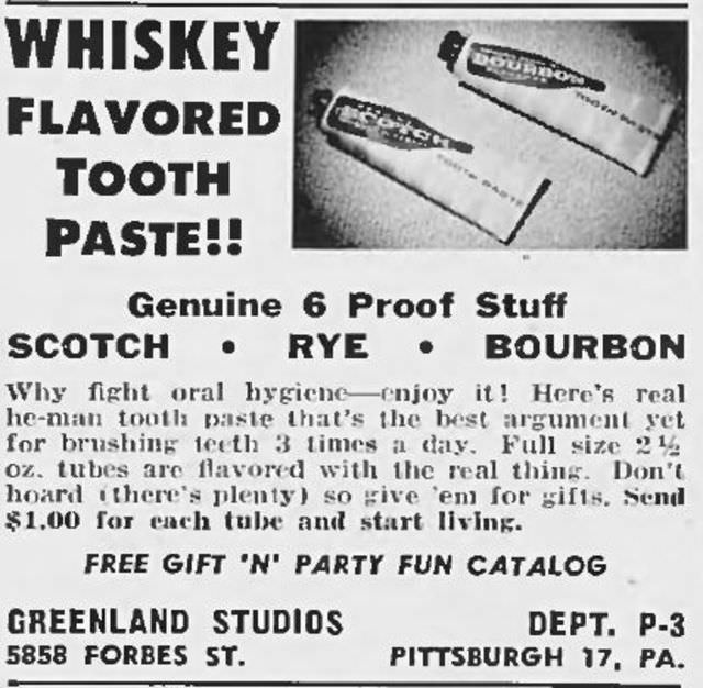 Whiskey Flavored Toothpaste: The Ridiculous Reason To Brush Your Teeth, From 1950s Inventions