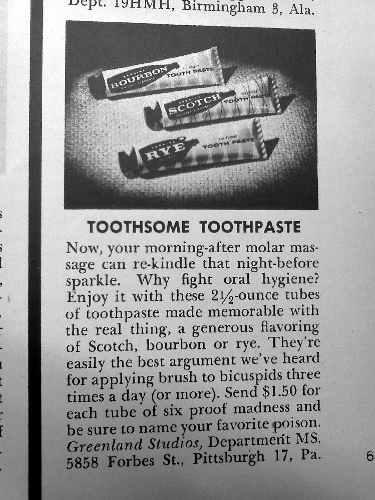 Whiskey Flavored Toothpaste: The Ridiculous Reason To Brush Your Teeth, From 1950s Inventions