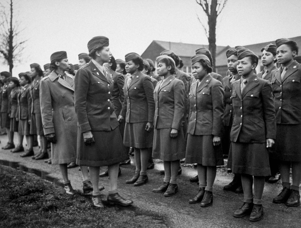 A contingent of the Women’s Army Corps from America, who were the first black women assigned to overseas service.