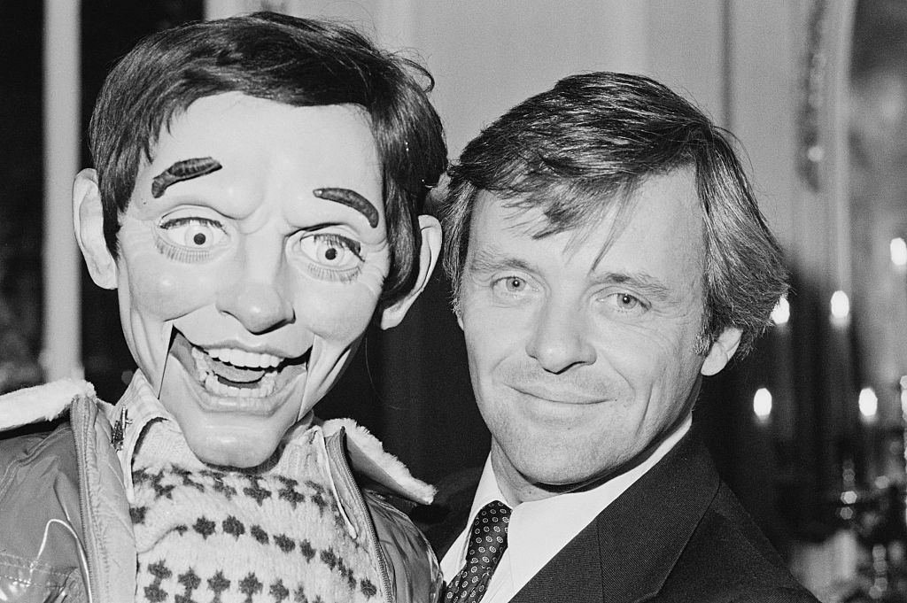 #3 Anthony Hopkins pictured with the ventriloquist dummy named Fats from the film Magic in London on 22nd January 1979