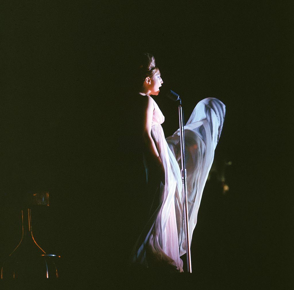 #9 Barbra Streisand performing on the stage, 1960
