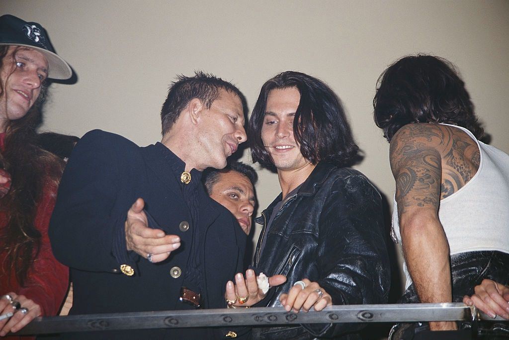 #40 Johnny Depp with Mickey Rourke at a party being held for Mickey Rourke’s birthday, September 1994