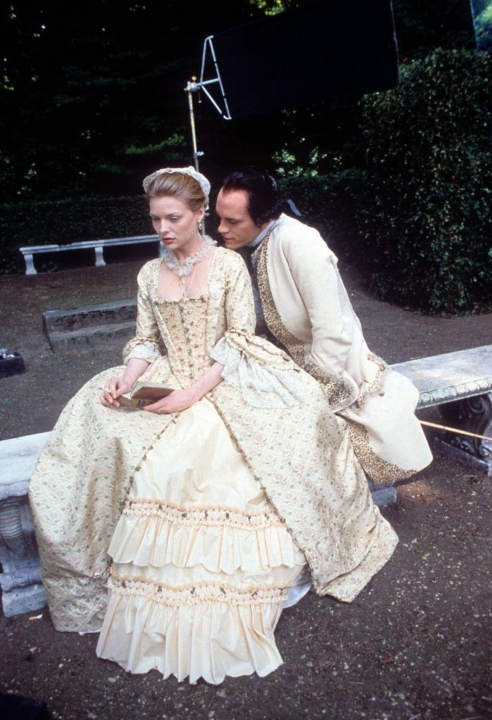 Michelle Pfeiffer with John Malkovich in a scene from the film ‘Dangerous Liaisons’, 1988