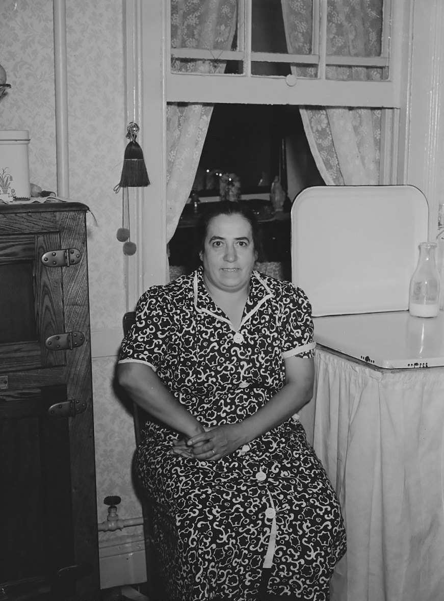 #33 Mrs. Montefiori at the kitchen of her apartment. 340 East 63rd Street