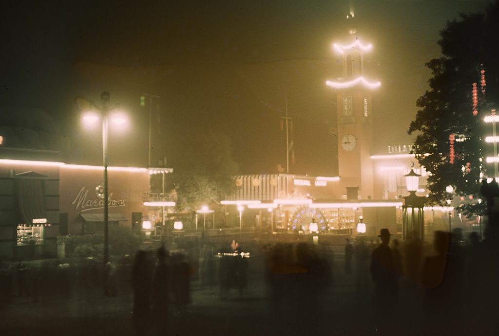 #13 Liseberg amusement park in Gothenburg, by night, 1943