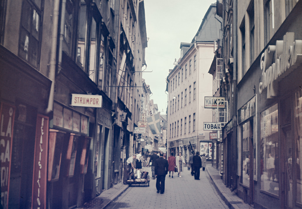 #43 Västerlånggatan street in the Old Town in Stockholm, 1944