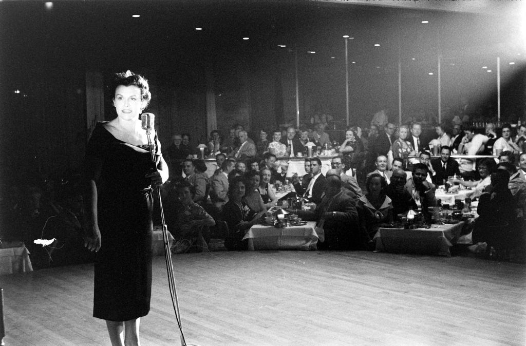 #20 Roberta Sherwood singing at the Riverside Night, Las Vegas, 1956.