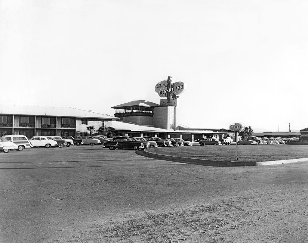 #67 Wilbur Clark’s Desert Inn viewed from the parking lot, Las Vegas, 1952.