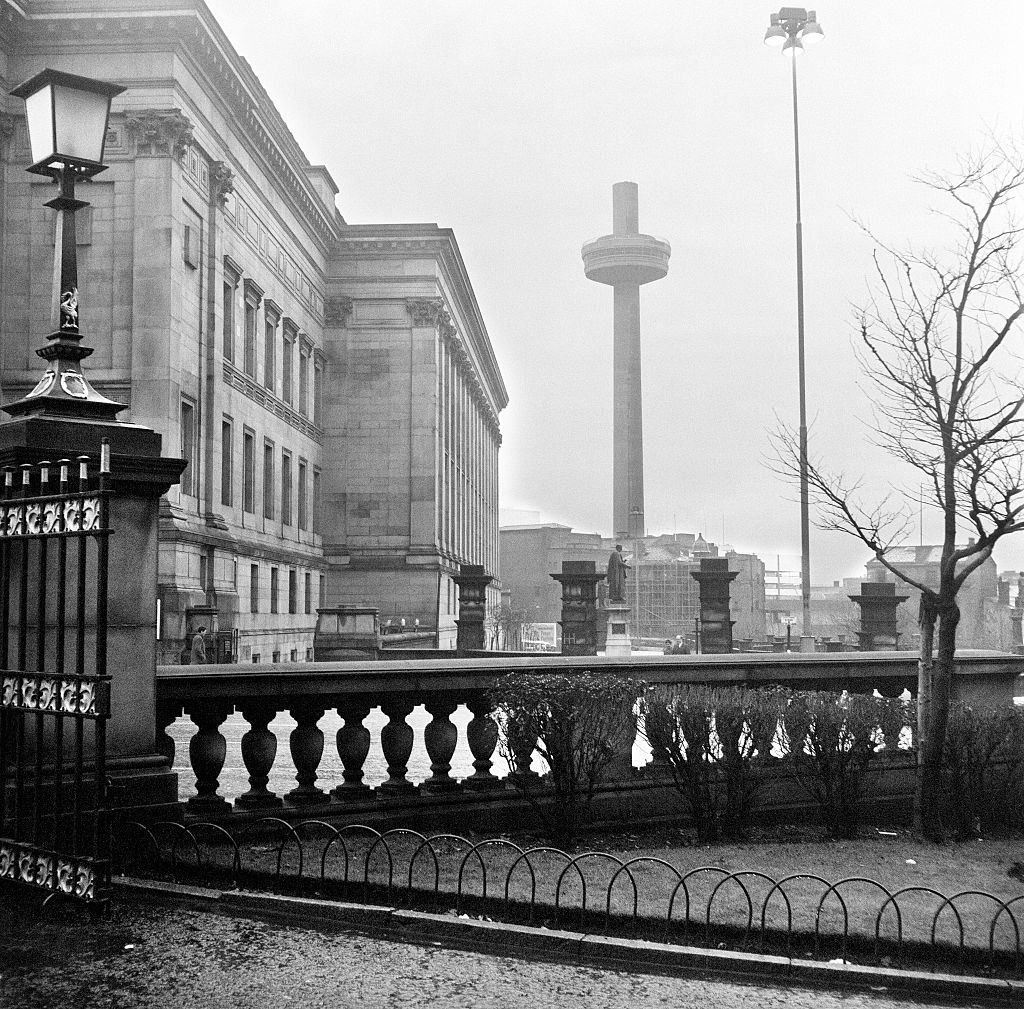 #44 View of Liverpool showing St George’s Hall, with the iconic Radio City Tower in the background, Merseyside. Circa 1970.