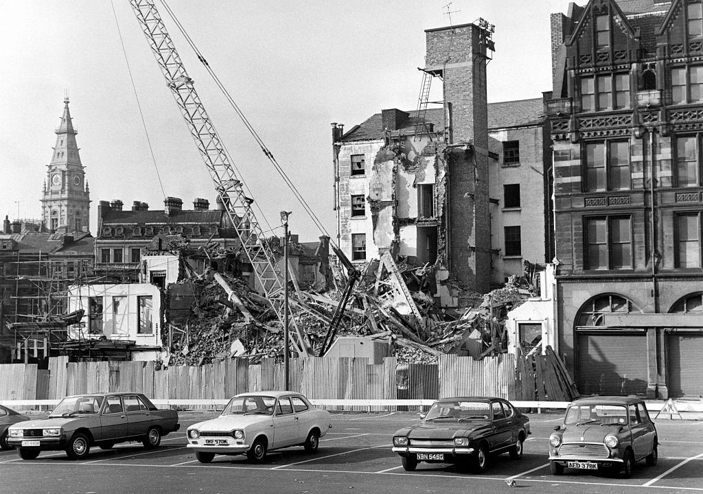 #19 Stork hotel demolition, Queen Square, Liverpool, 1976.