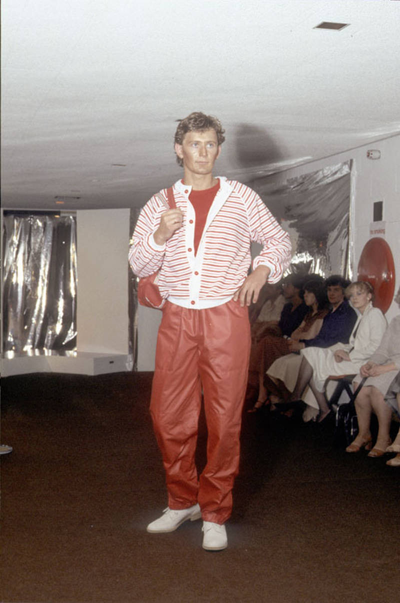 #47 Model wearing clothes designed by a student at Manchester Polytechnic Faculty of Art and Design’s fashion show, 1979