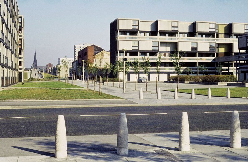 #58 View along Hulme Walk towards All Saints, with Royce Road in the foreground and Ribchester Walk beyond